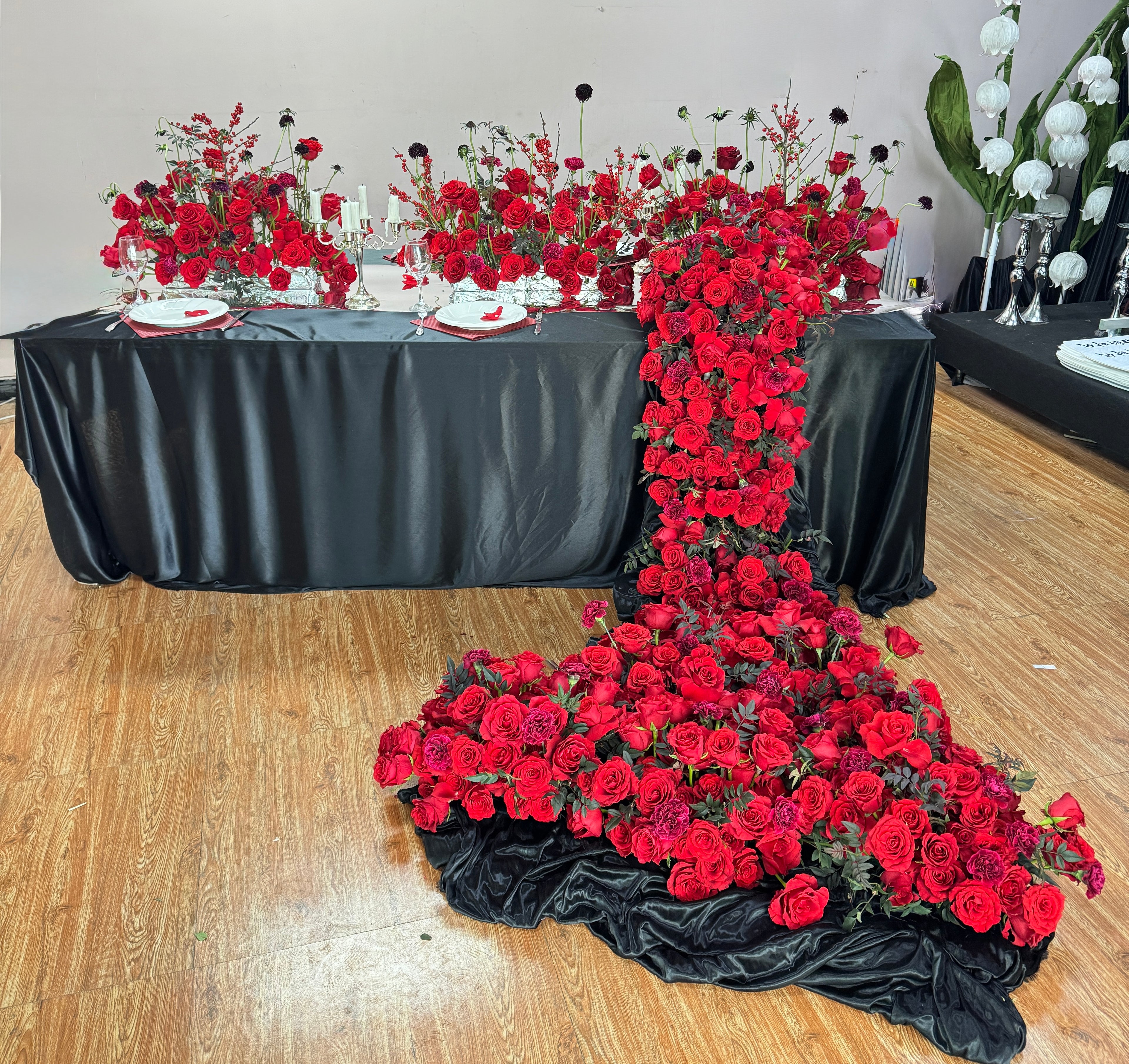 Luxury Red Rose Dinner Setup