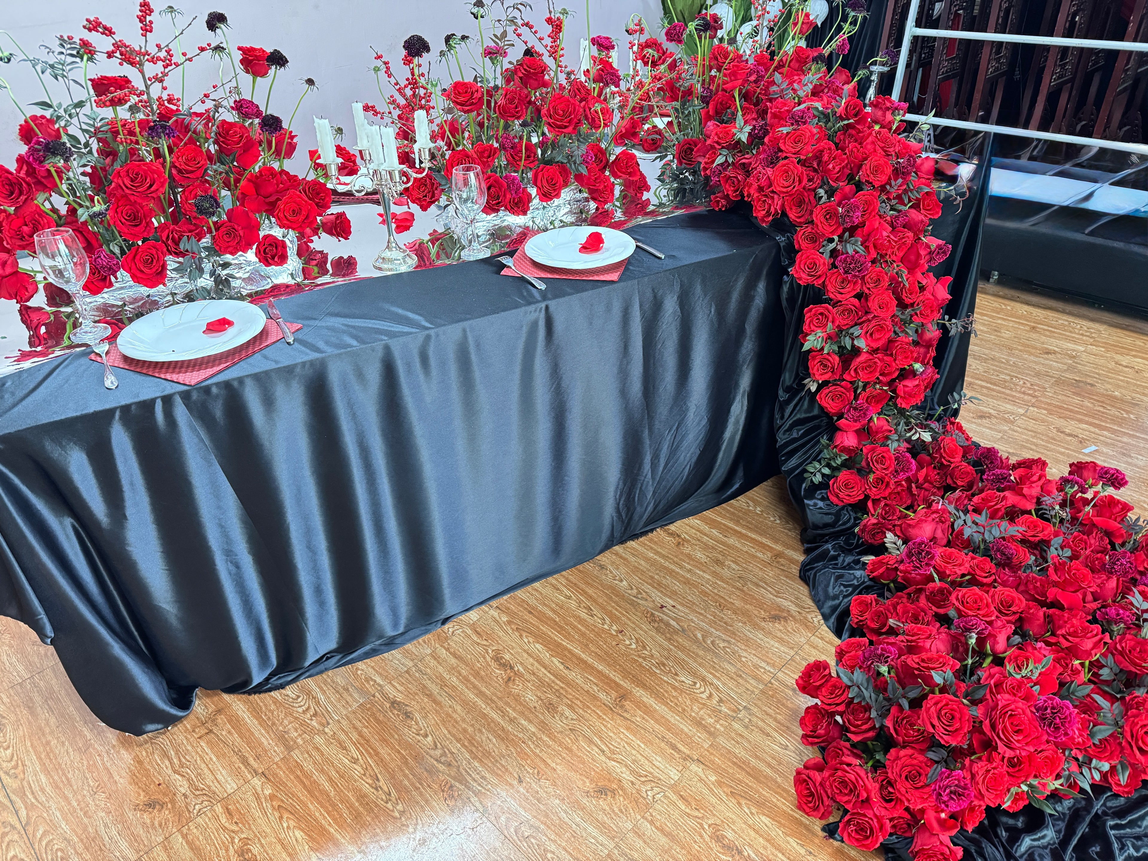 Luxury Red Rose Dinner Setup