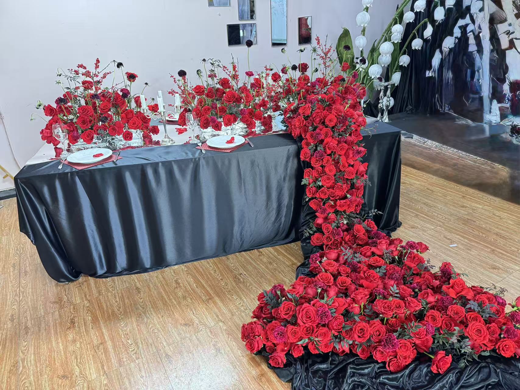 Luxury Red Rose Dinner Setup